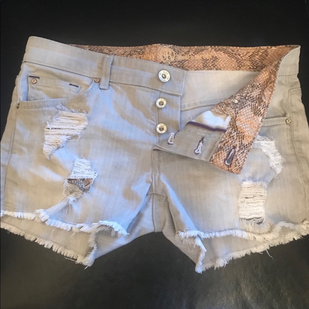 Rich & Skinny Grey distressed denim shorts
